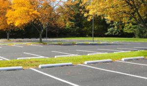 Is parking lot striping worth the investment? An image of a parking lot.