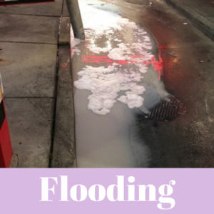 Power Vacuuming: A photo of a flooded catch basin.